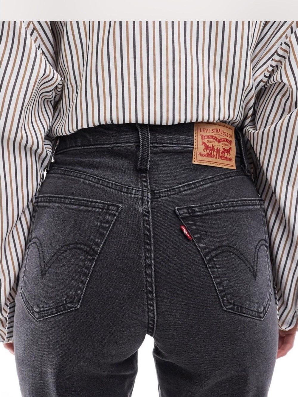 Levi's Women's High-Rise Washed Black Mom Jeans 24